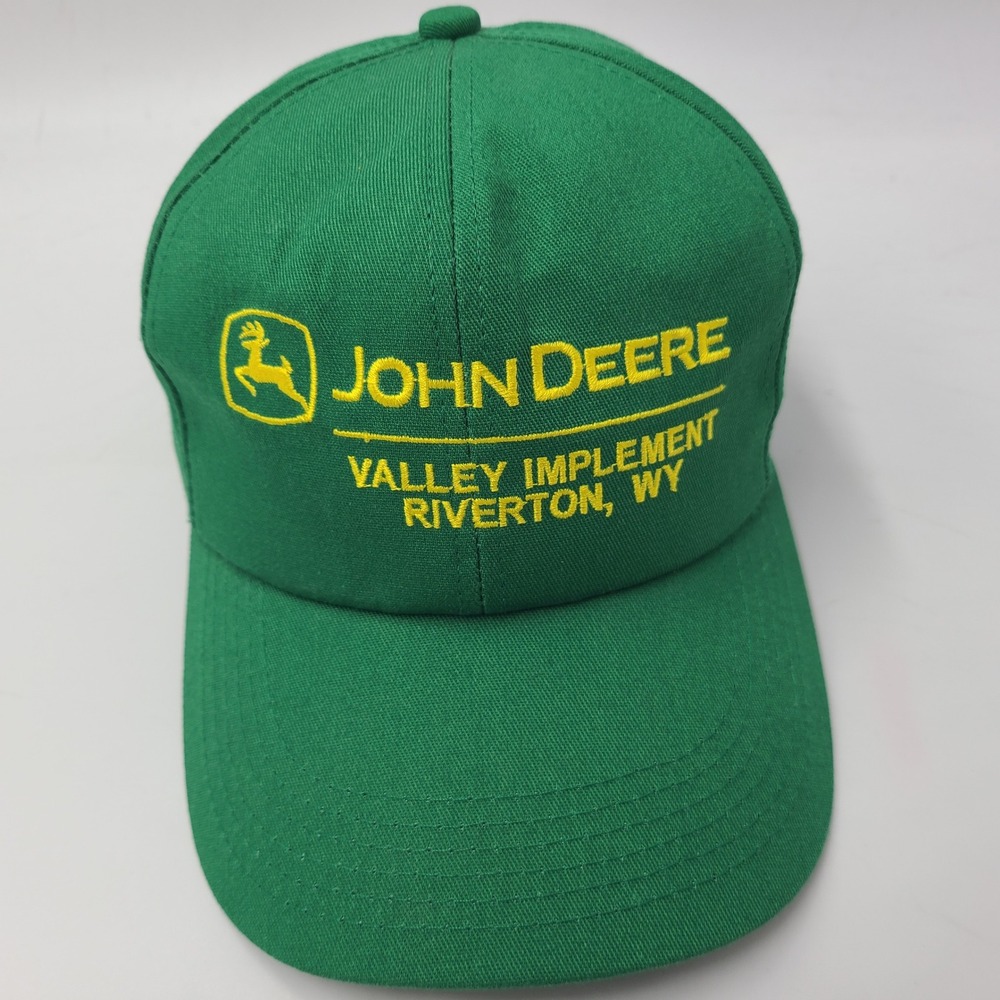 John Deere Hat‎ Snapback Green Yellow Valley Implement Riverton Wyoming Farm Men